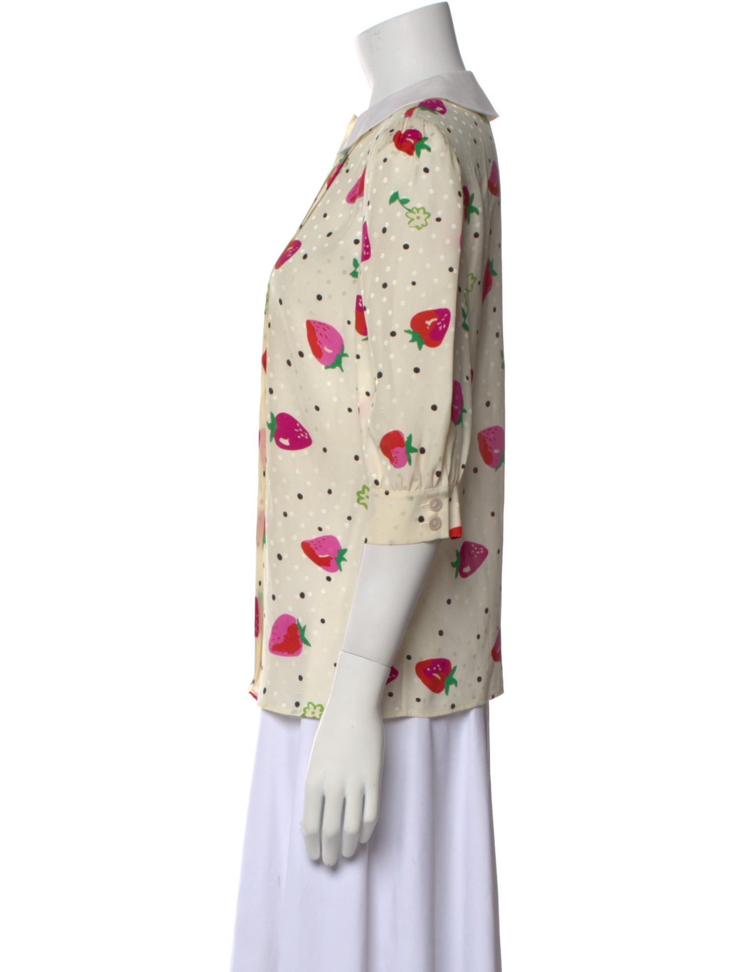 Alessandra Rich Silk Printed Button-Up Top