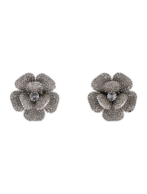 Alessandra Rich Crystal Flower Clip-On Earrings