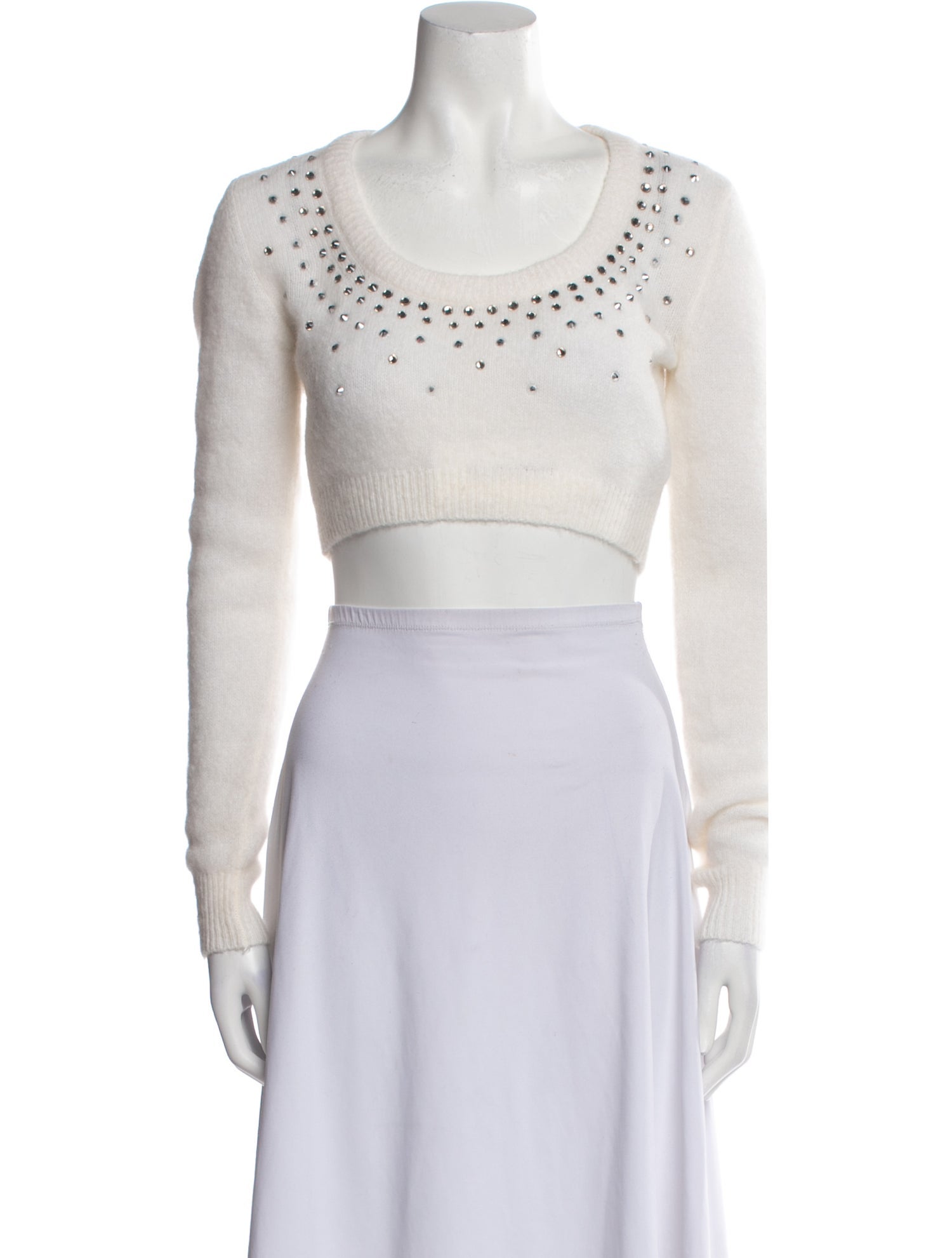 Alessandra Rich Mohair Scoop Neck Crop Top