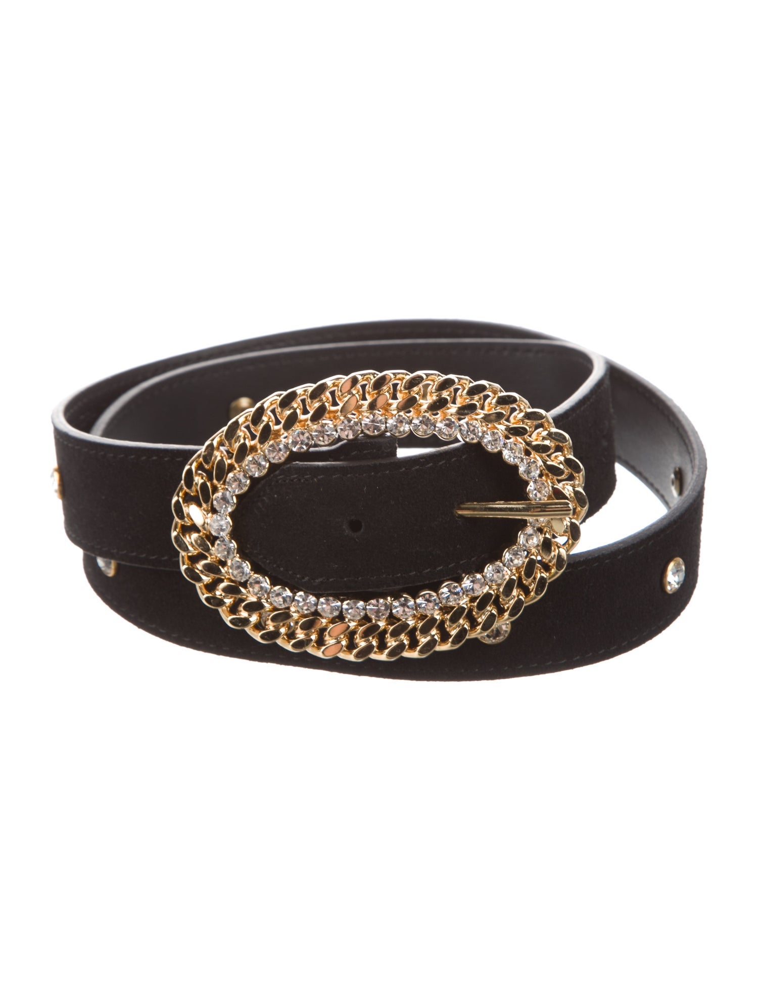 Alessandra Rich Leather Chain-Link Accents Belt