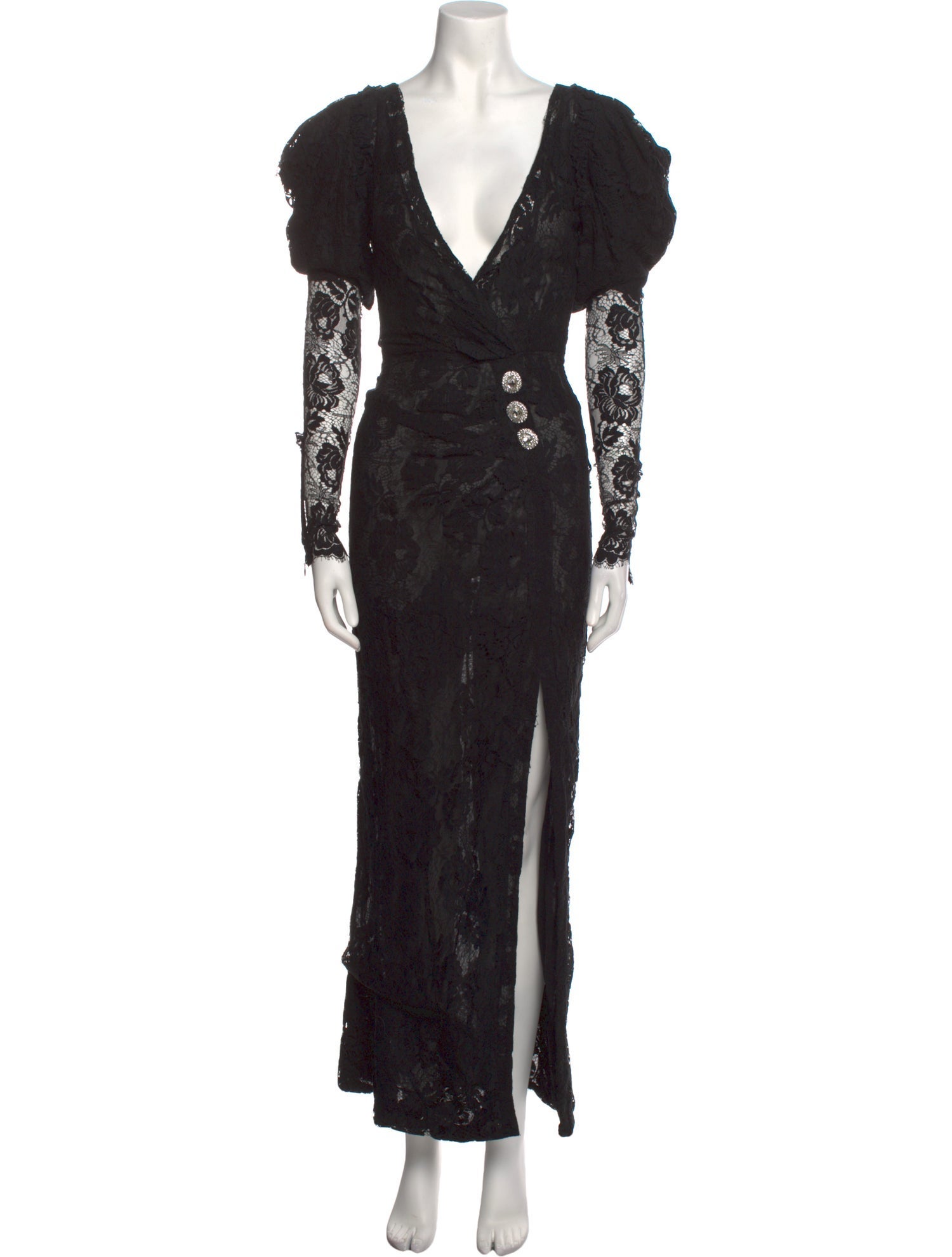 Alessandra Rich Lace Pattern Long Dress