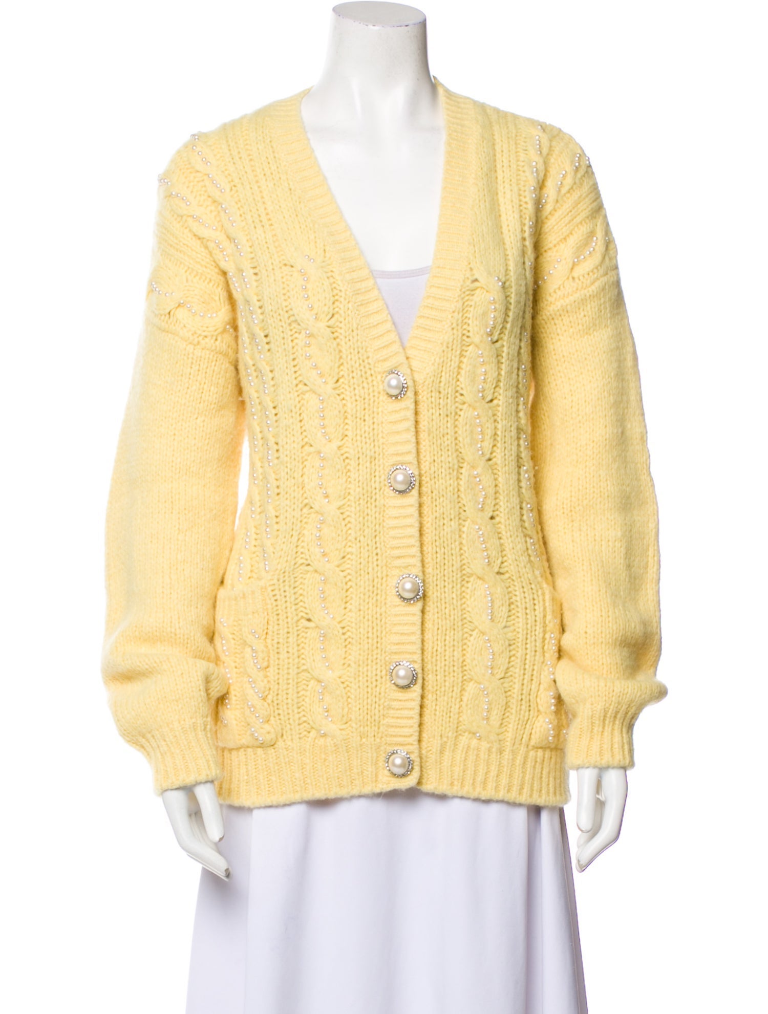 Alessandra Rich Alpaca Plunge Neckline Sweater