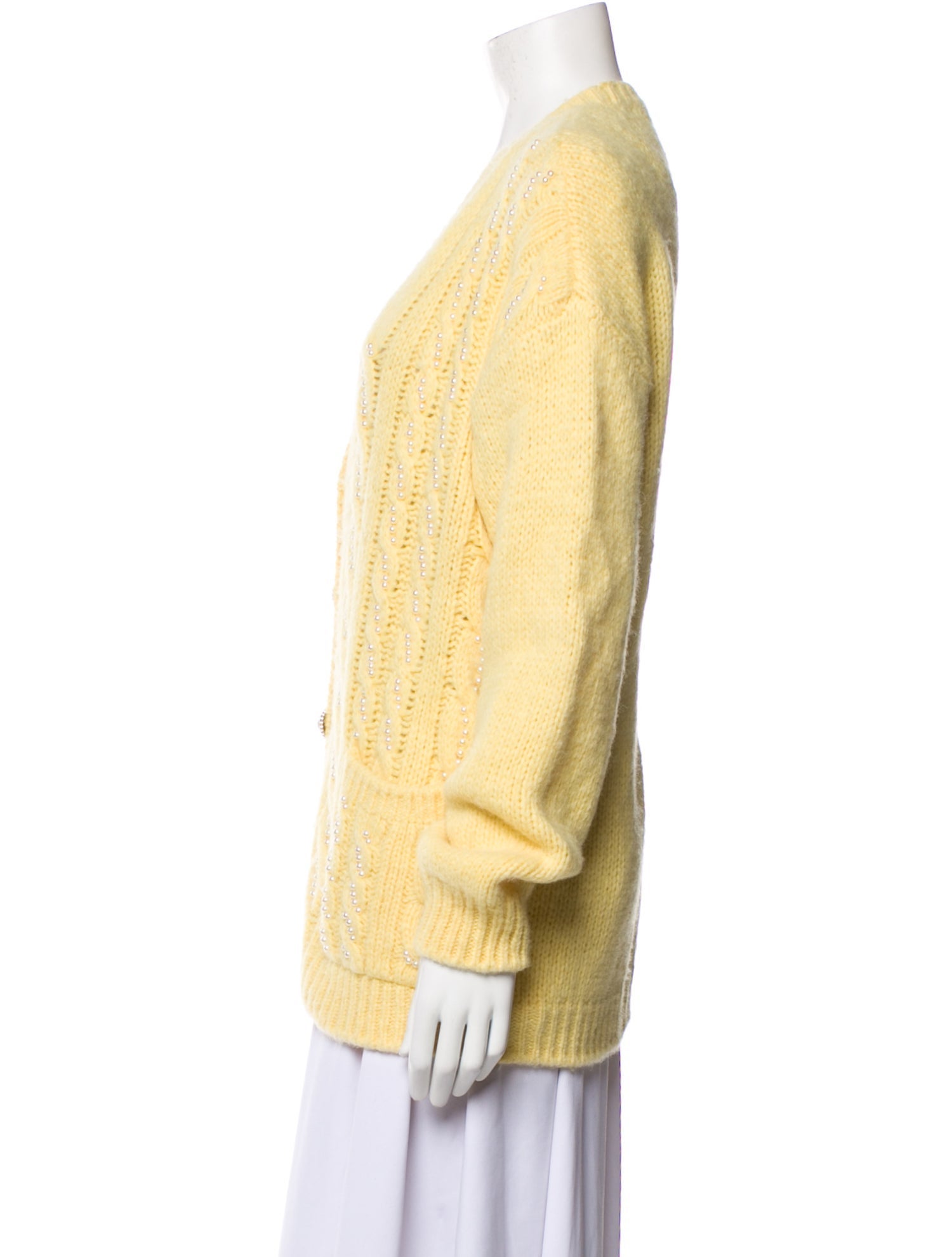 Alessandra Rich Alpaca Plunge Neckline Sweater
