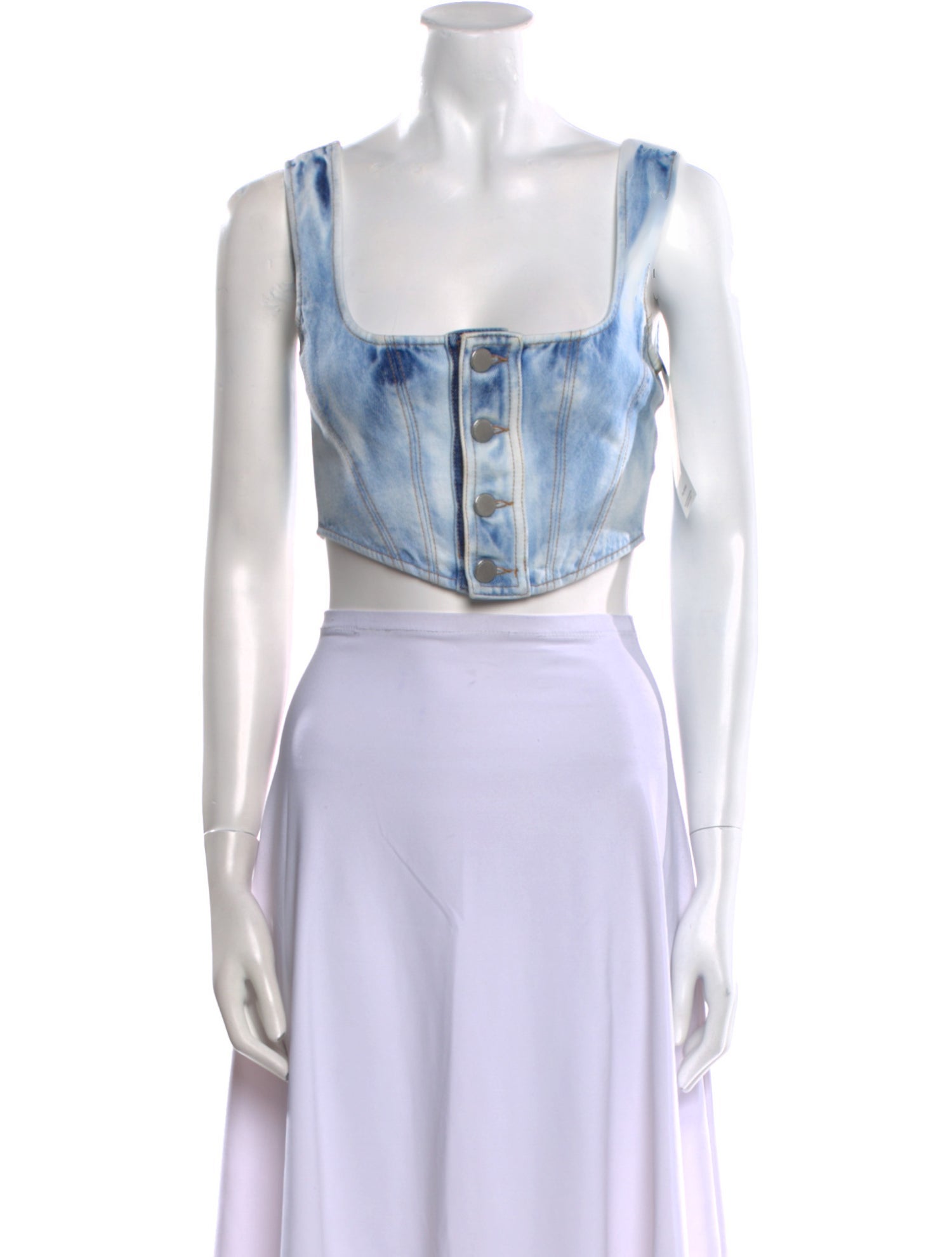 Alessandra Rich Square Neckline Sleeveless Crop Top