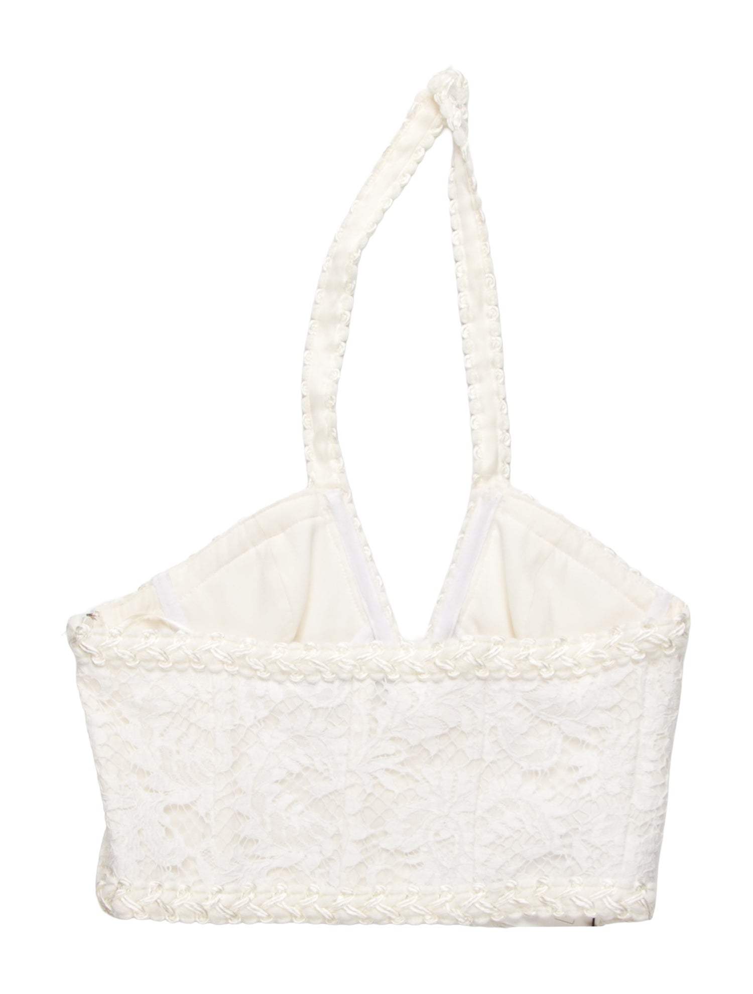 Alessandra Rich Lace Pattern Halterneck Crop Top