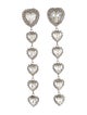 Alessandra Rich Long Crystal Heart Clip On Earrings