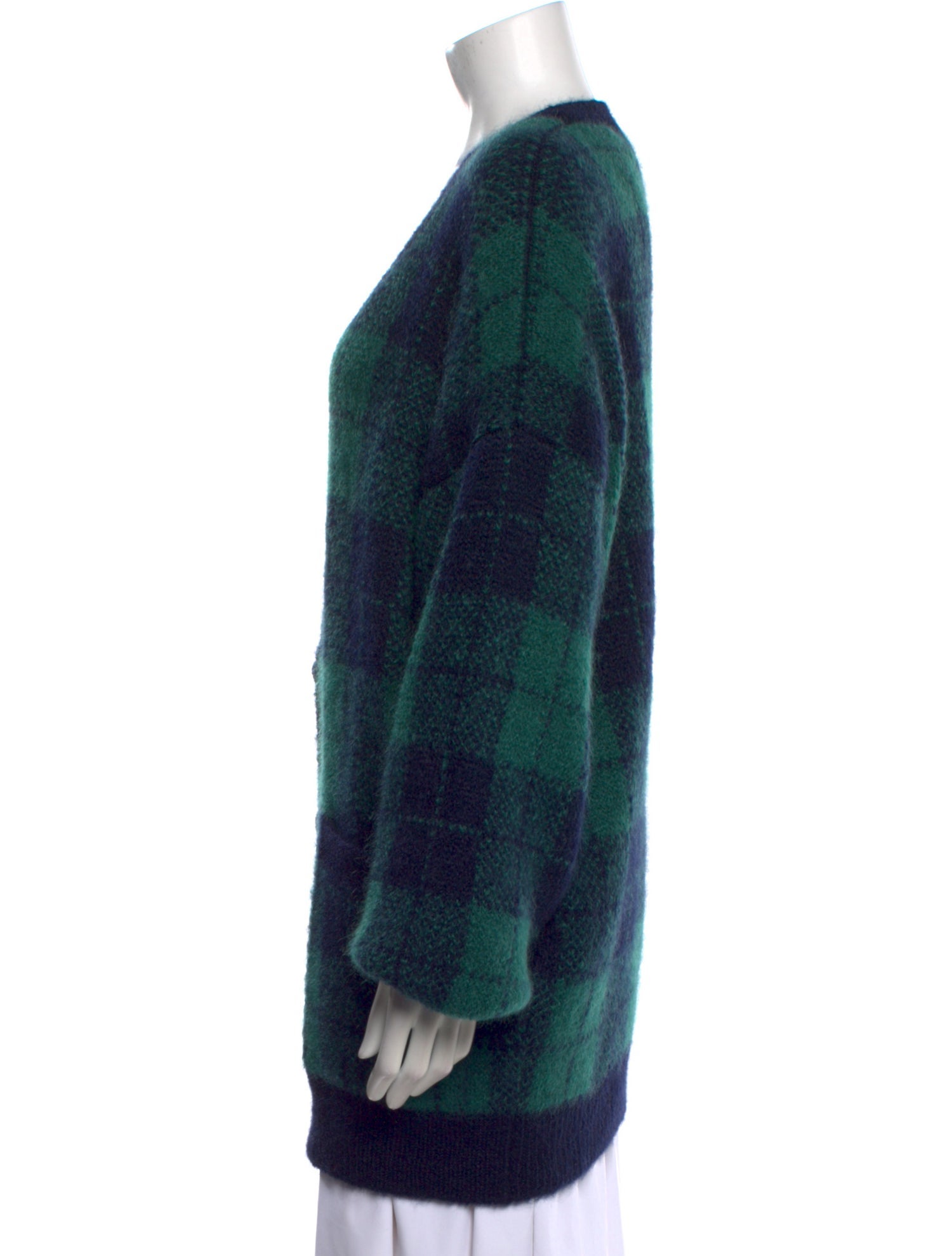 Alessandra Rich Mohair Plaid Print Sweater