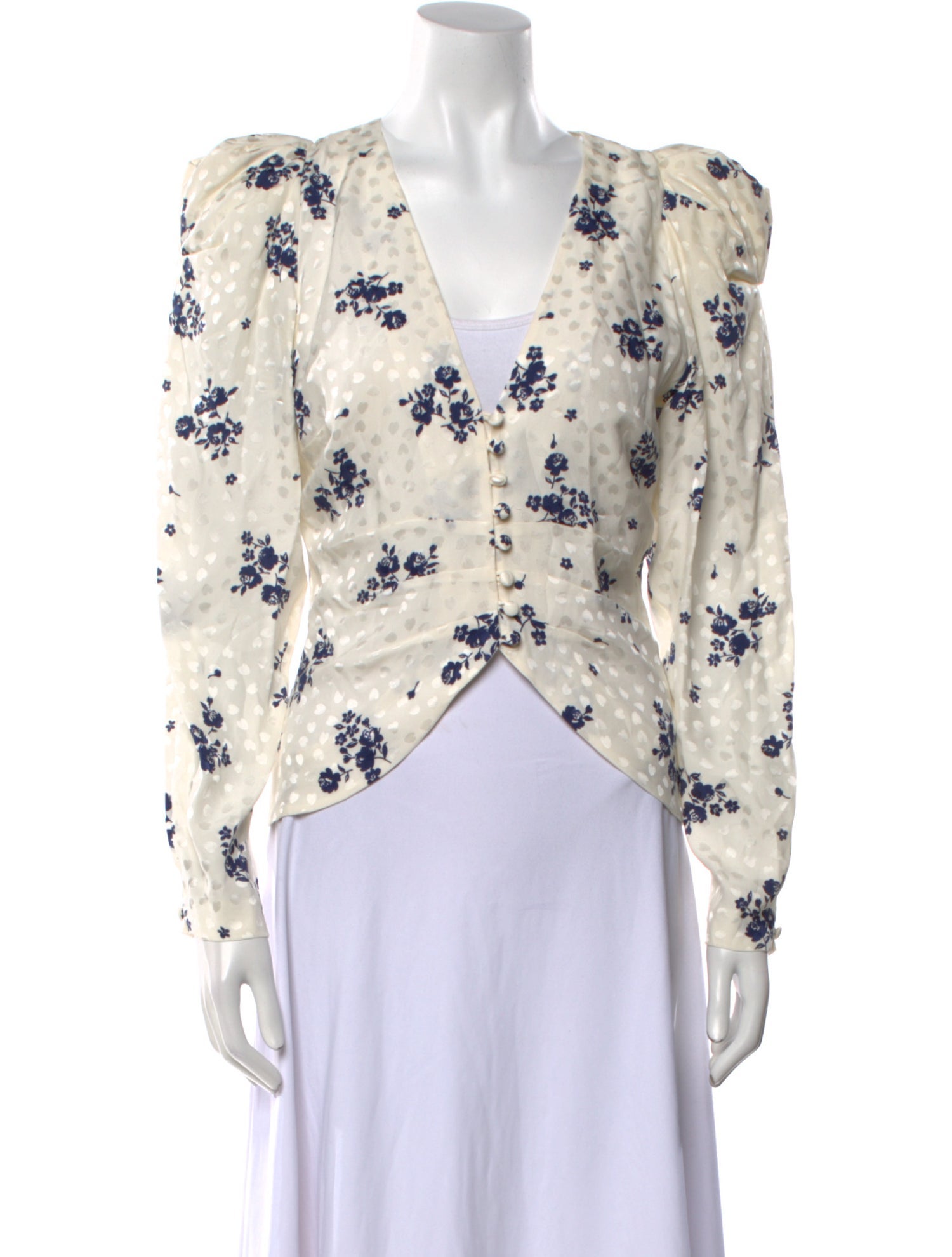 Alessandra Rich Silk Floral Print Crop Top