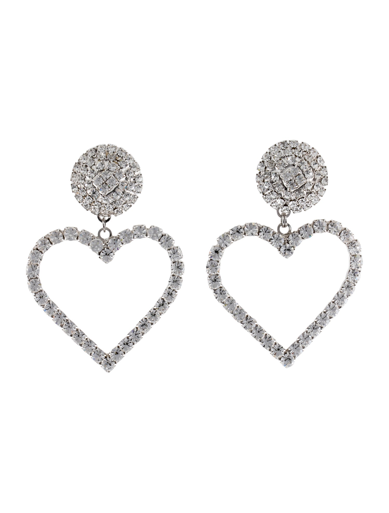 Alessandra Rich Crystal Heart Drop Clip On Earrings