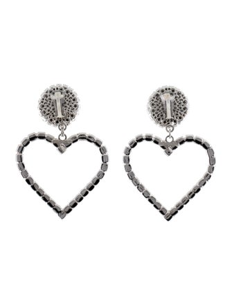 Alessandra Rich Crystal Heart Drop Clip On Earrings