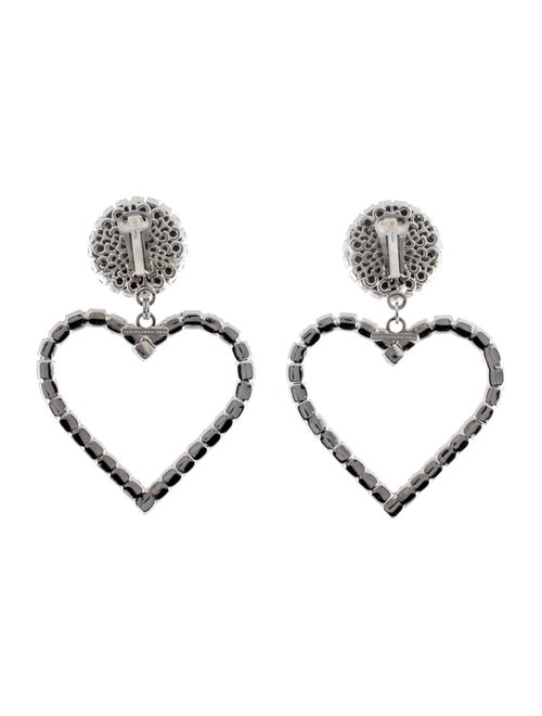 Alessandra Rich Crystal Heart Drop Clip On Earrings
