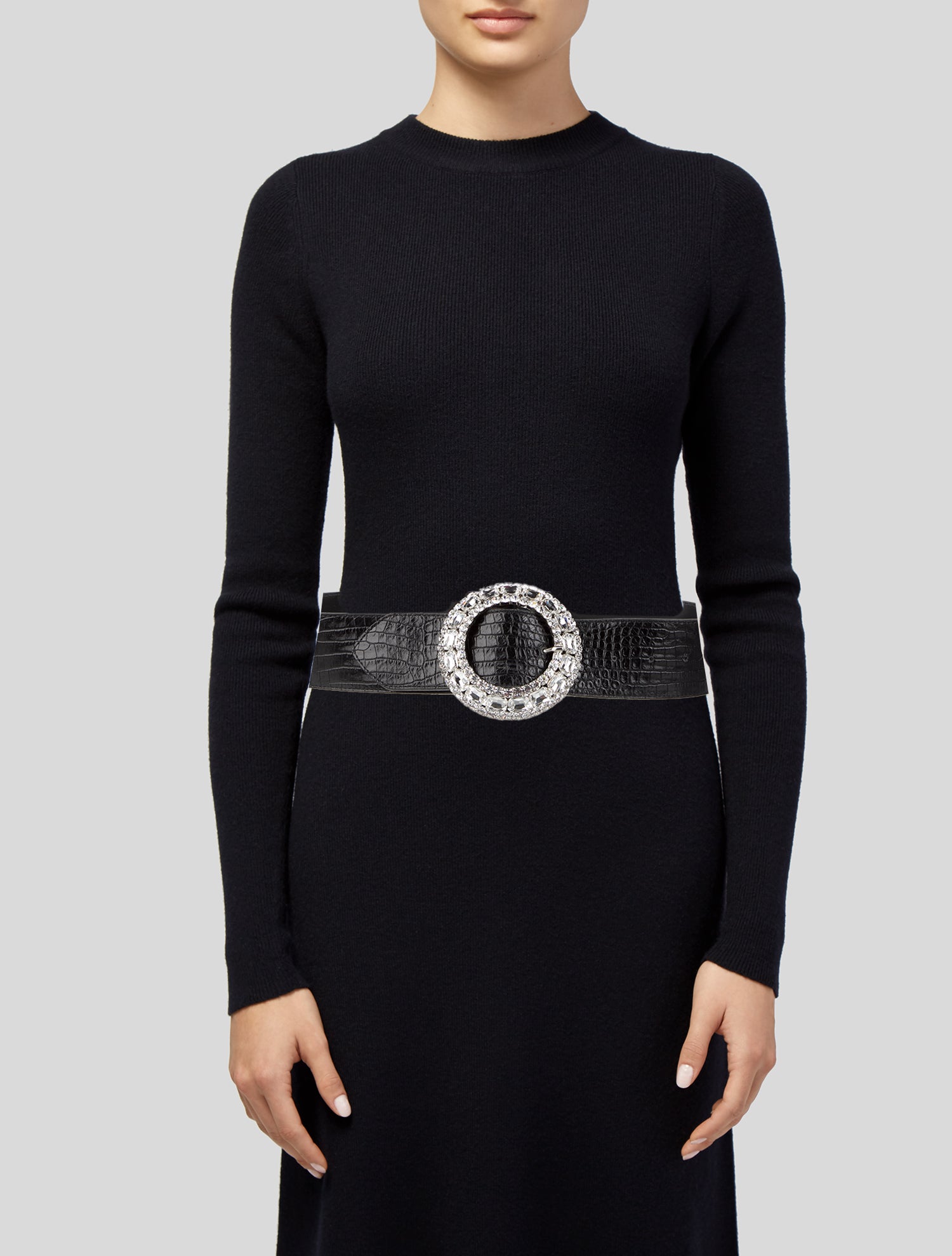 Alessandra Rich Wide Leather Waist Belt
