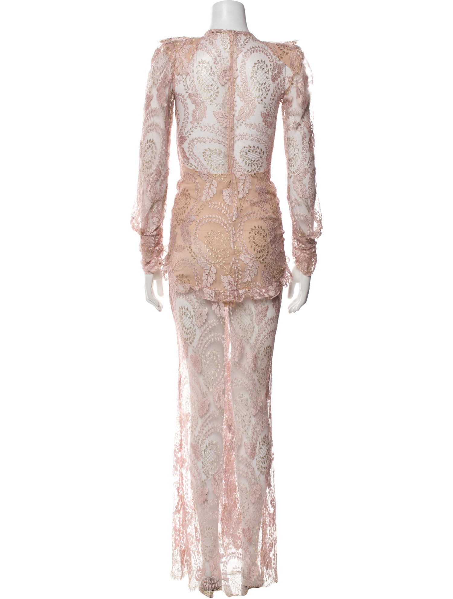 Alessandra Rich Lace Pattern Long Dress