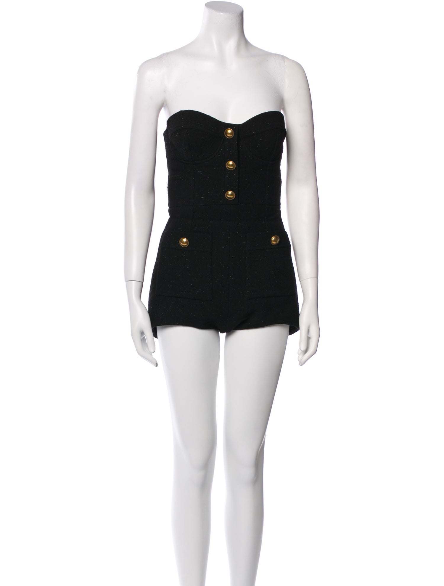 Alessandra Rich Virgin Wool Strapless Bodysuit