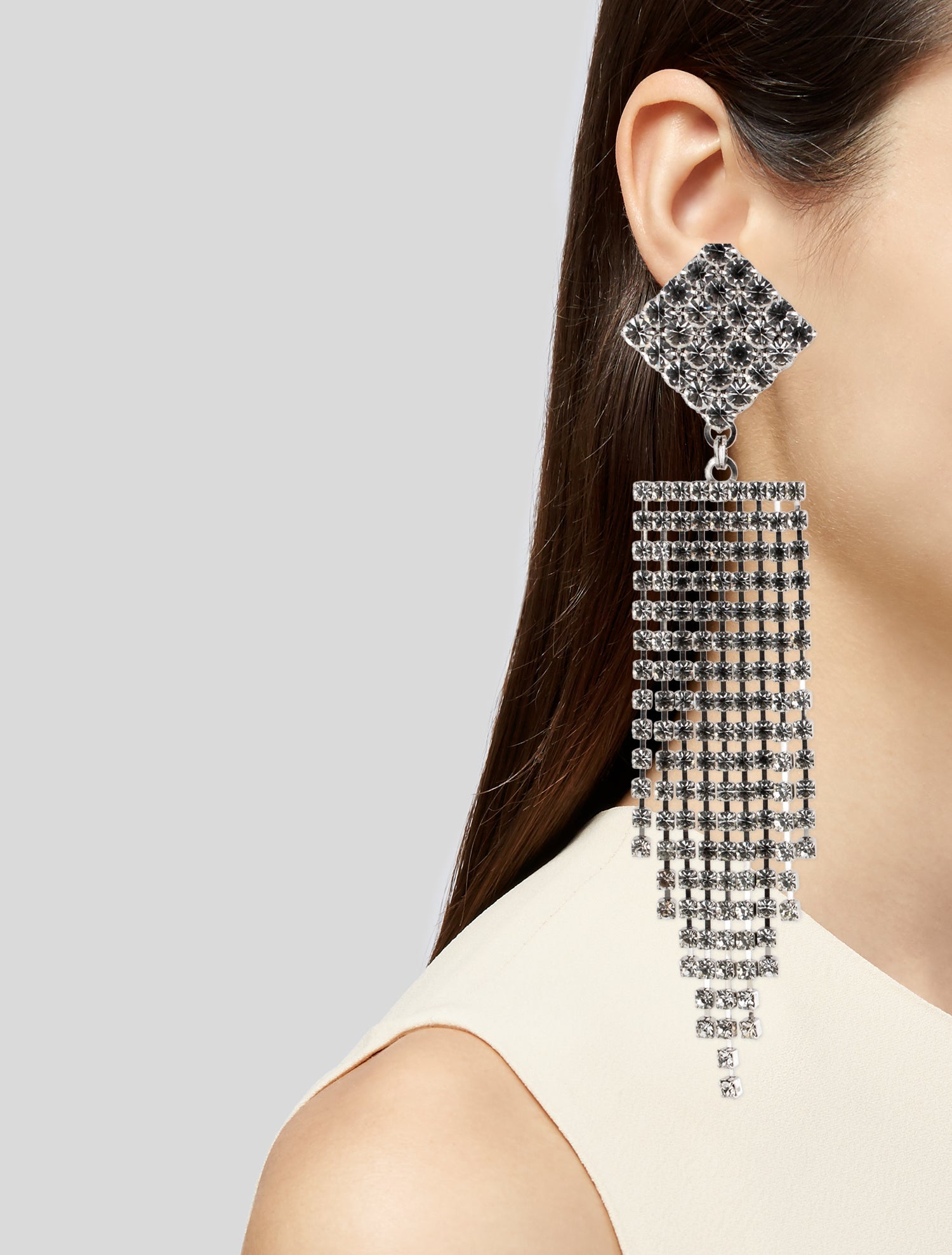 Alessandra Rich Crystal Waterfall Clip-On Earrings