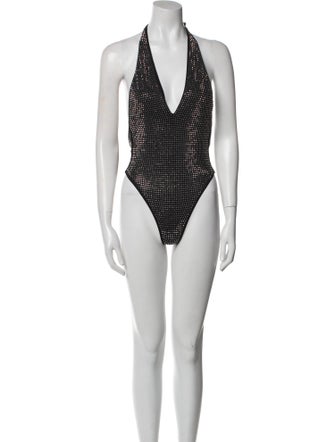 Alessandra Rich Crystal Embellishments One-Piece