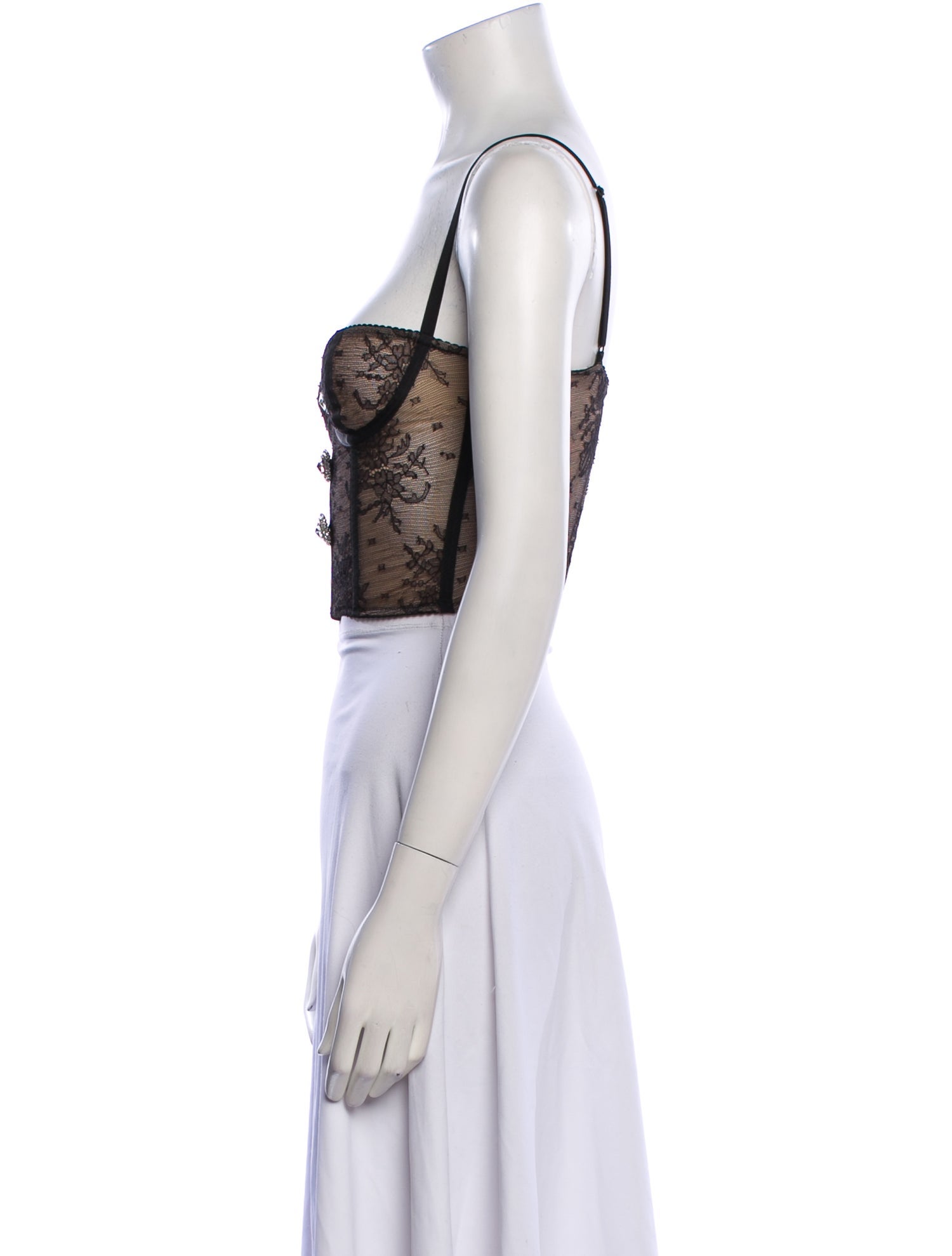 Alessandra Rich Lace Pattern Square Neckline Crop Top