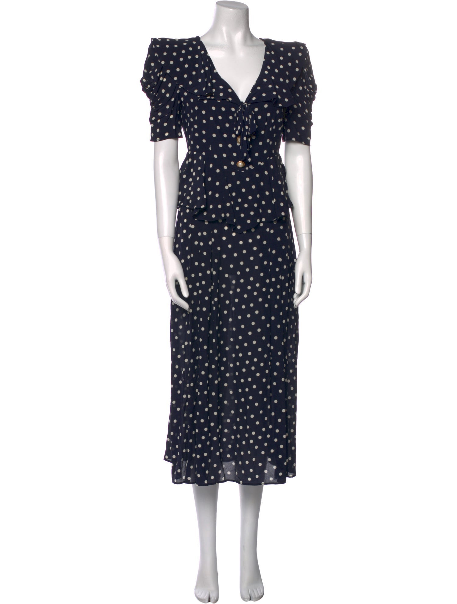 Alessandra Rich Polka Dot Print Knee-Length Dress