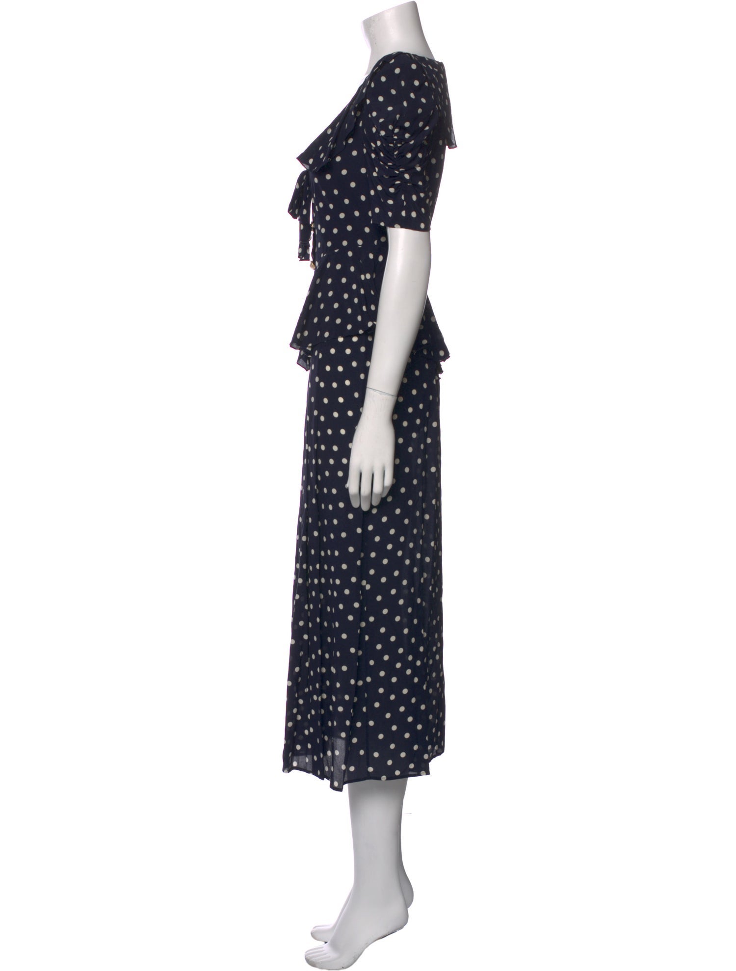 Alessandra Rich Polka Dot Print Knee-Length Dress