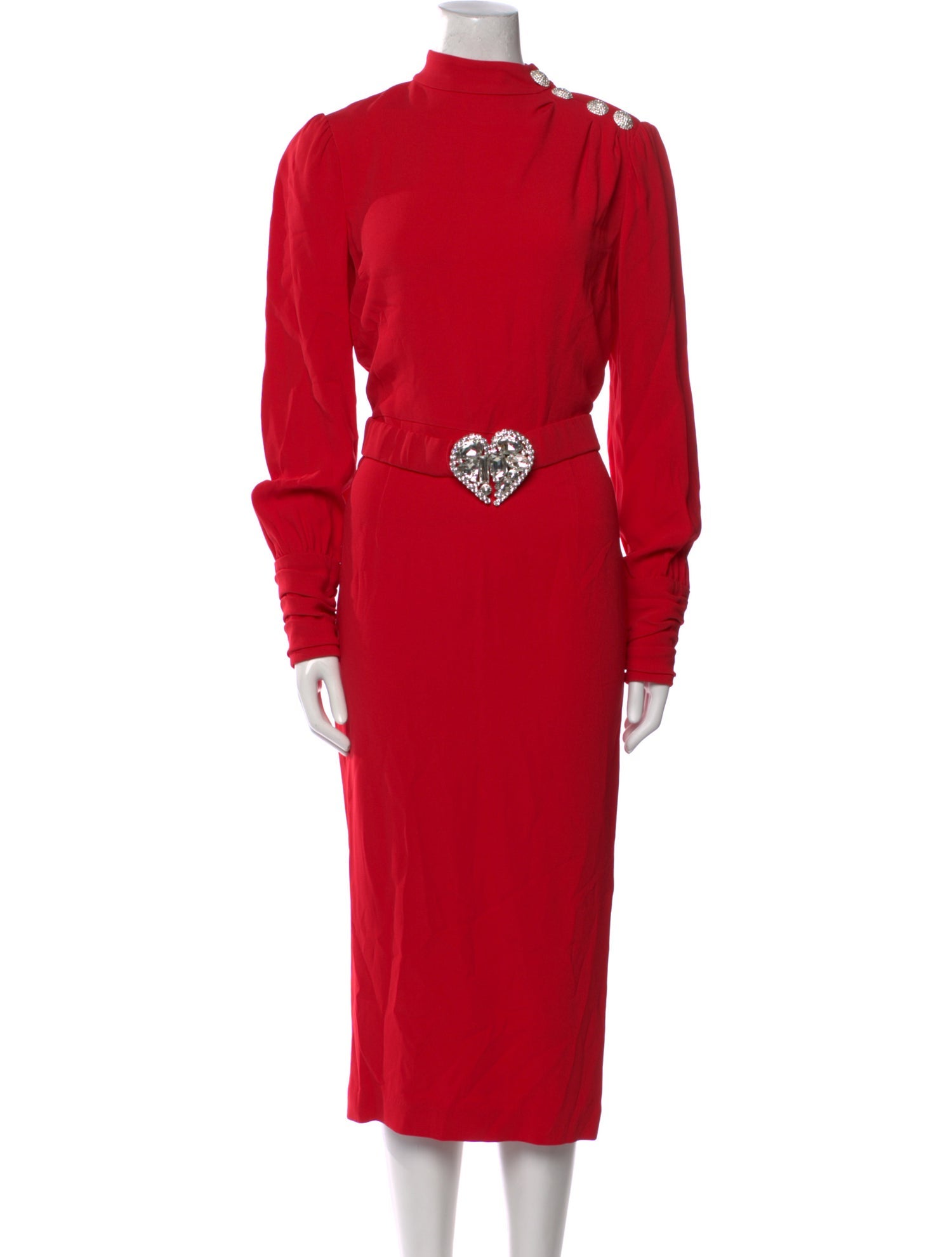 Alessandra Rich Mock Neck Midi Length Dress