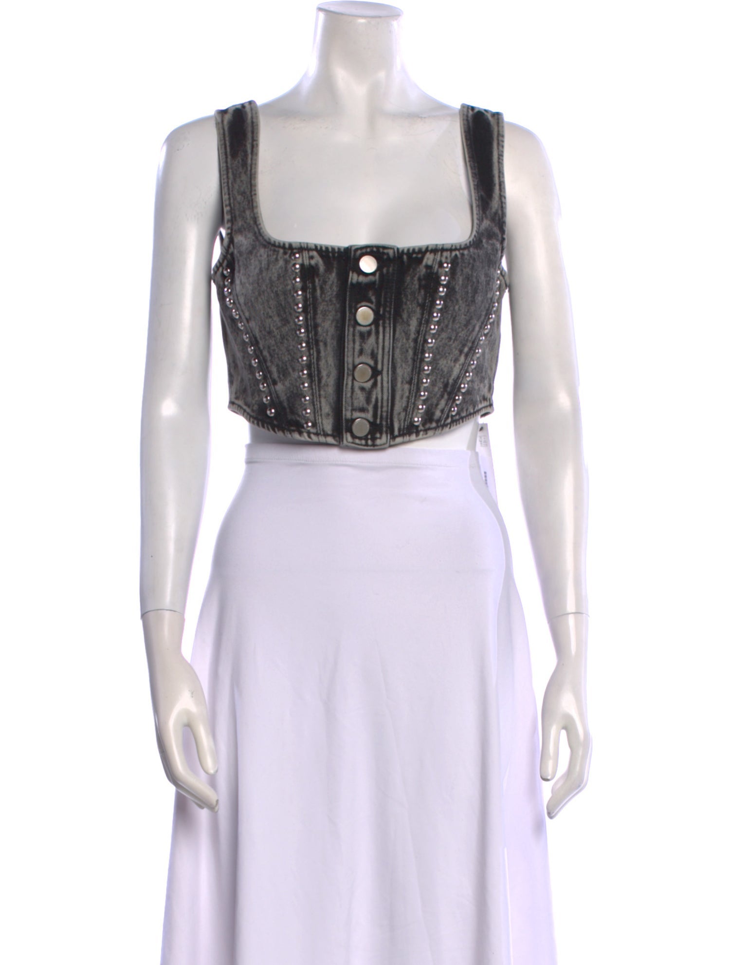 Alessandra Rich Square Neckline Sleeveless Crop Top