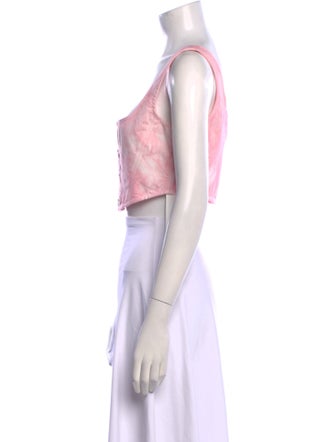 Alessandra Rich Tie-Dye Print Square Neckline Crop Top