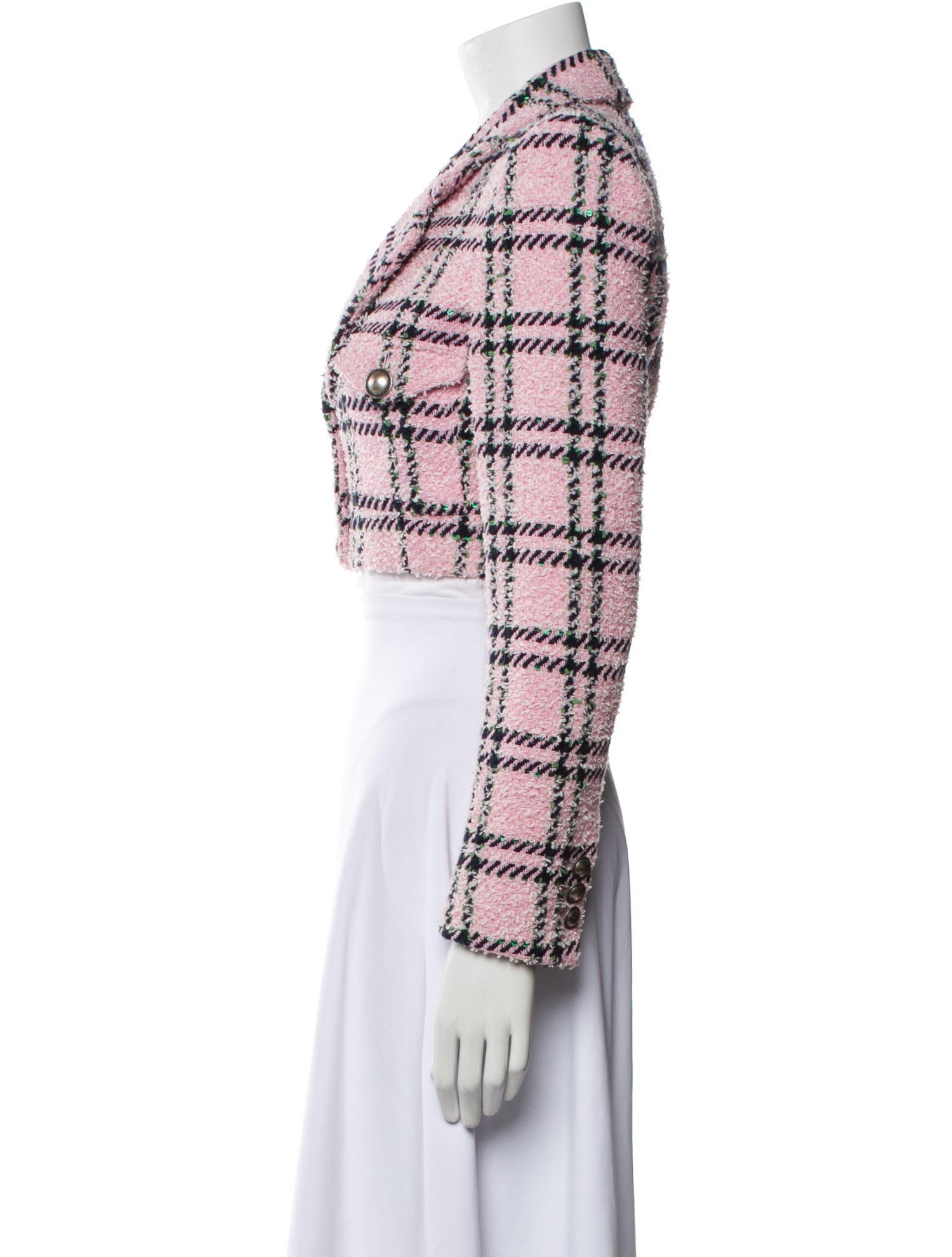 Alessandra Rich Virgin Wool Plaid Print Blazer w/ Tags