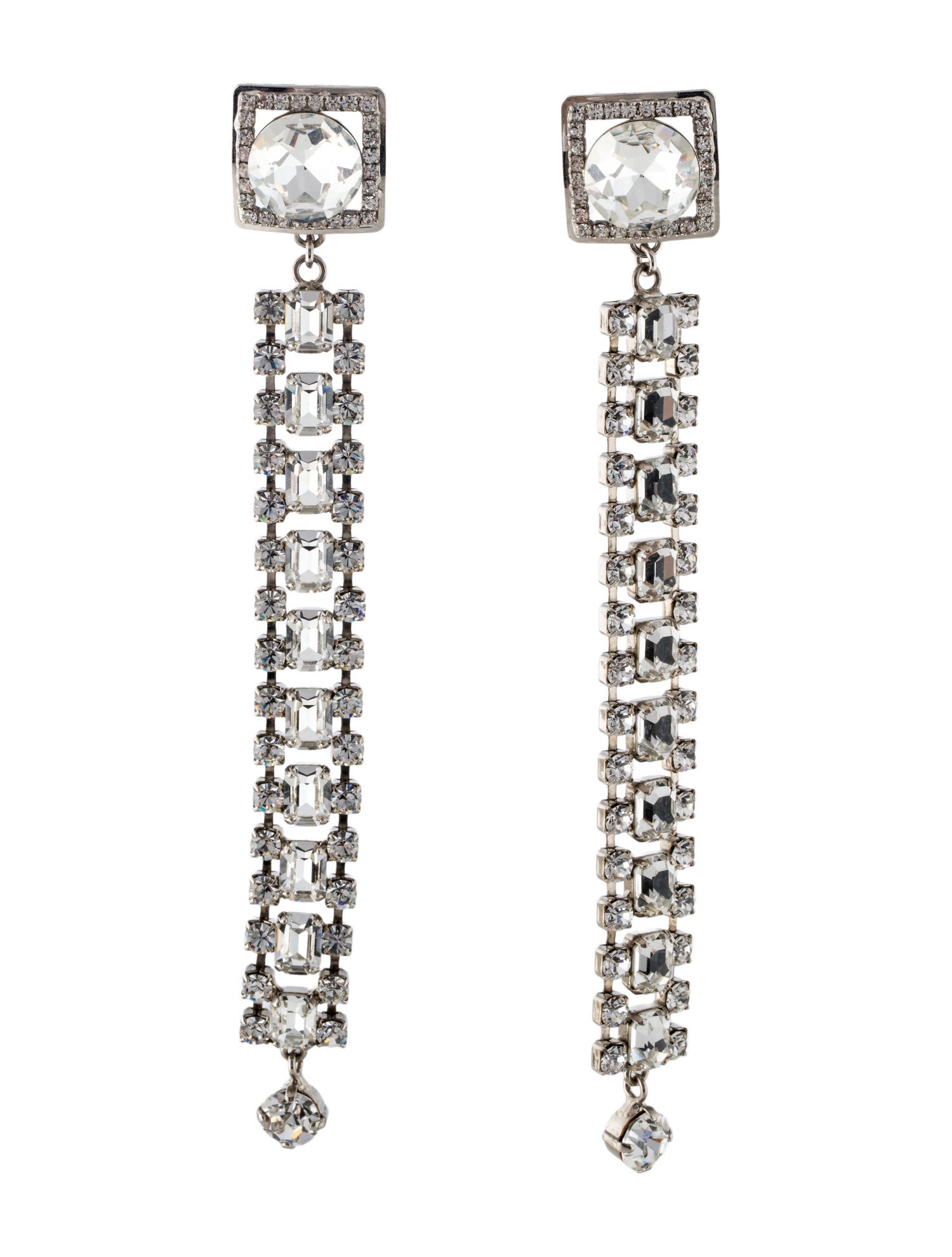 Alessandra Rich Crystal Long Clip-On Drop Earrings