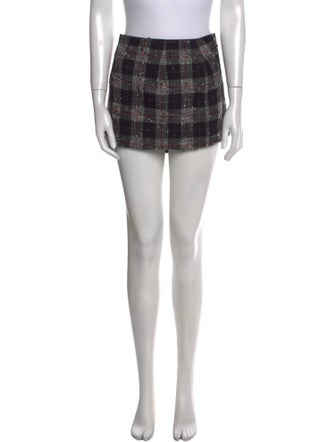 Alessandra Rich Plaid Print Mini Skirt