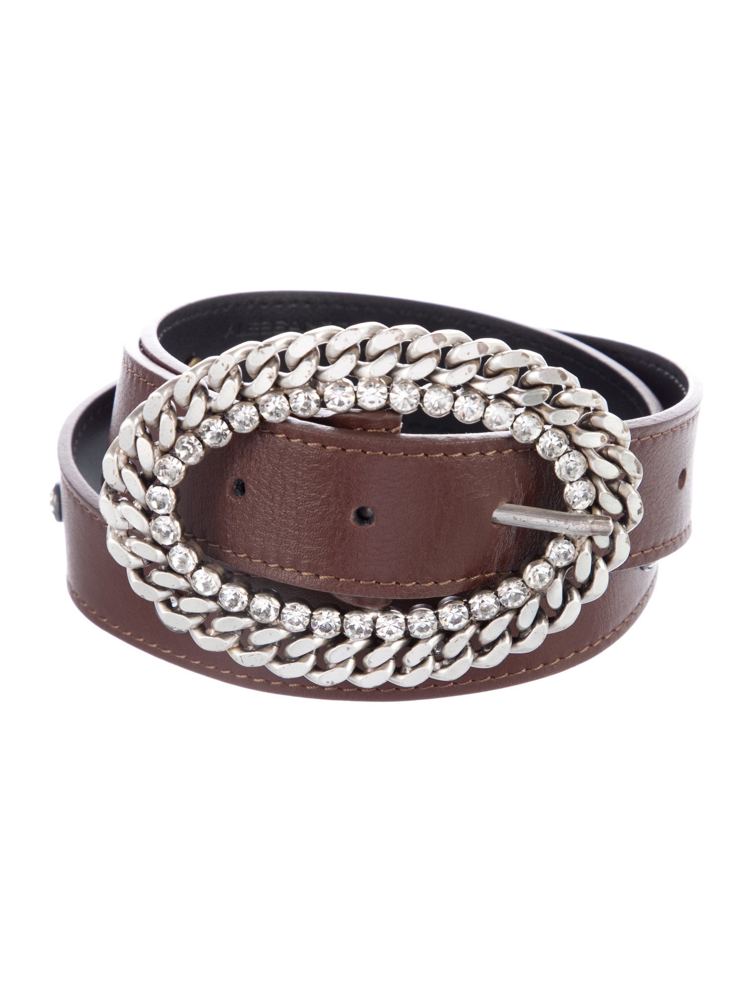Alessandra Rich Leather Crystal Embellishments Waist Belt