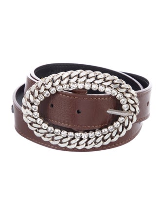 Alessandra Rich Leather Crystal Embellishments Waist Belt