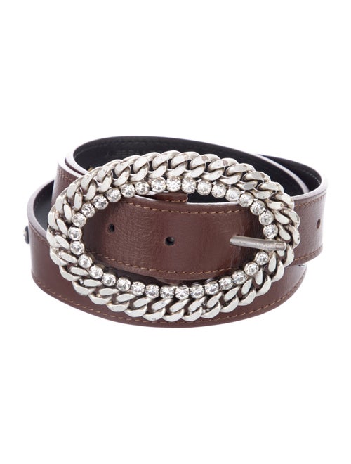 Alessandra Rich Leather Crystal Embellishments Waist Belt