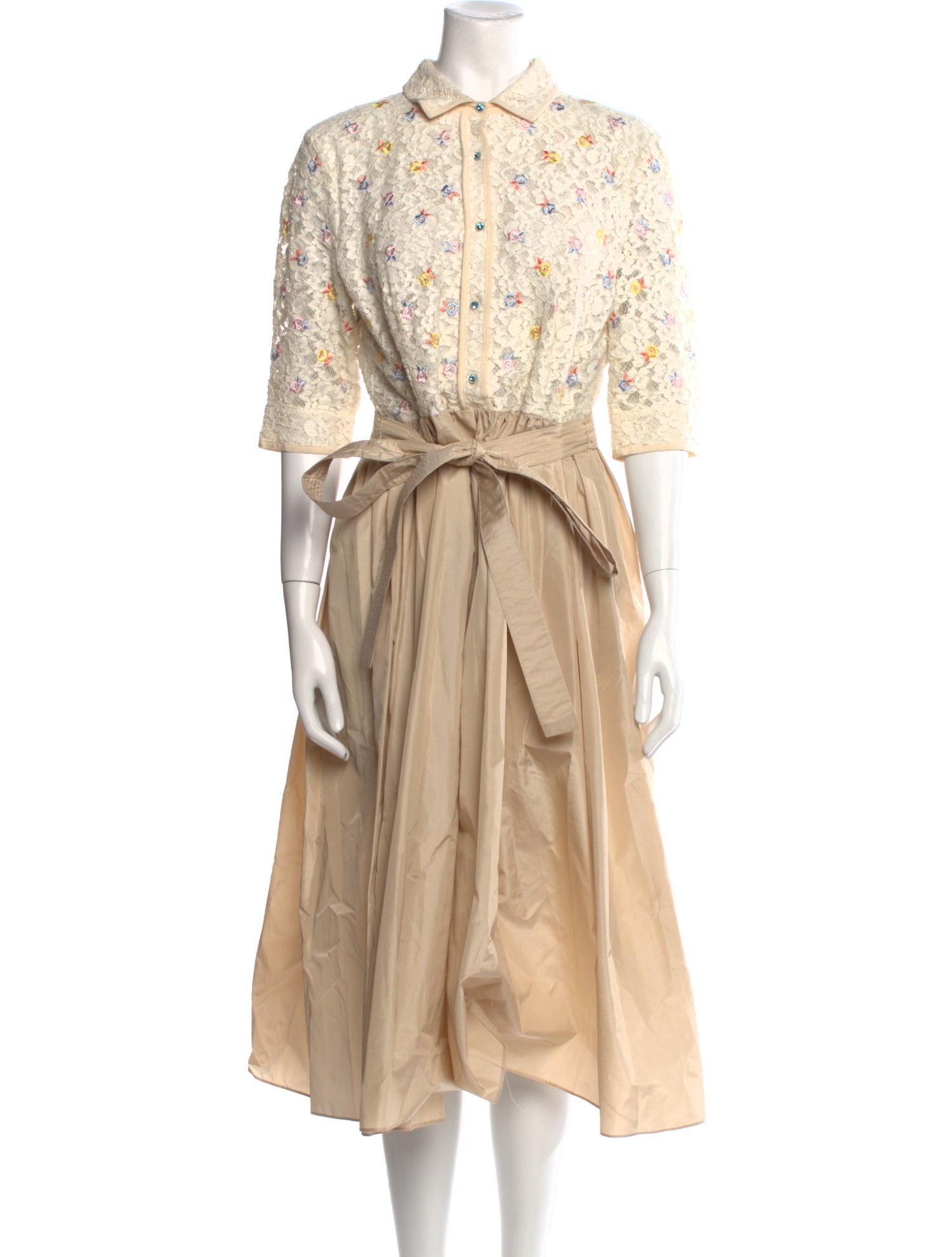 Alessandra Rich Lace Pattern Midi Length Dress