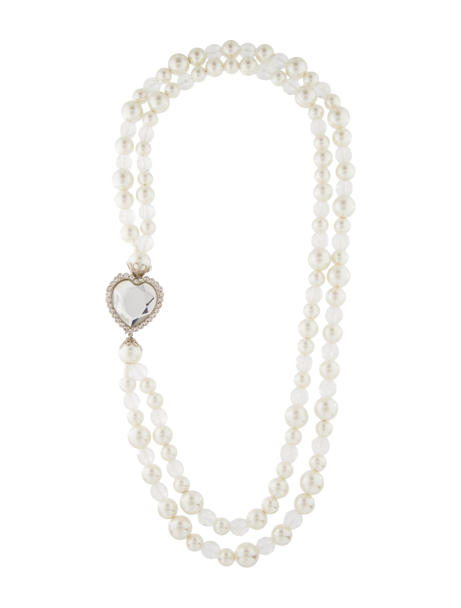 Alessandra Rich Faux Pearl & Glass Bead Double Strand Necklace