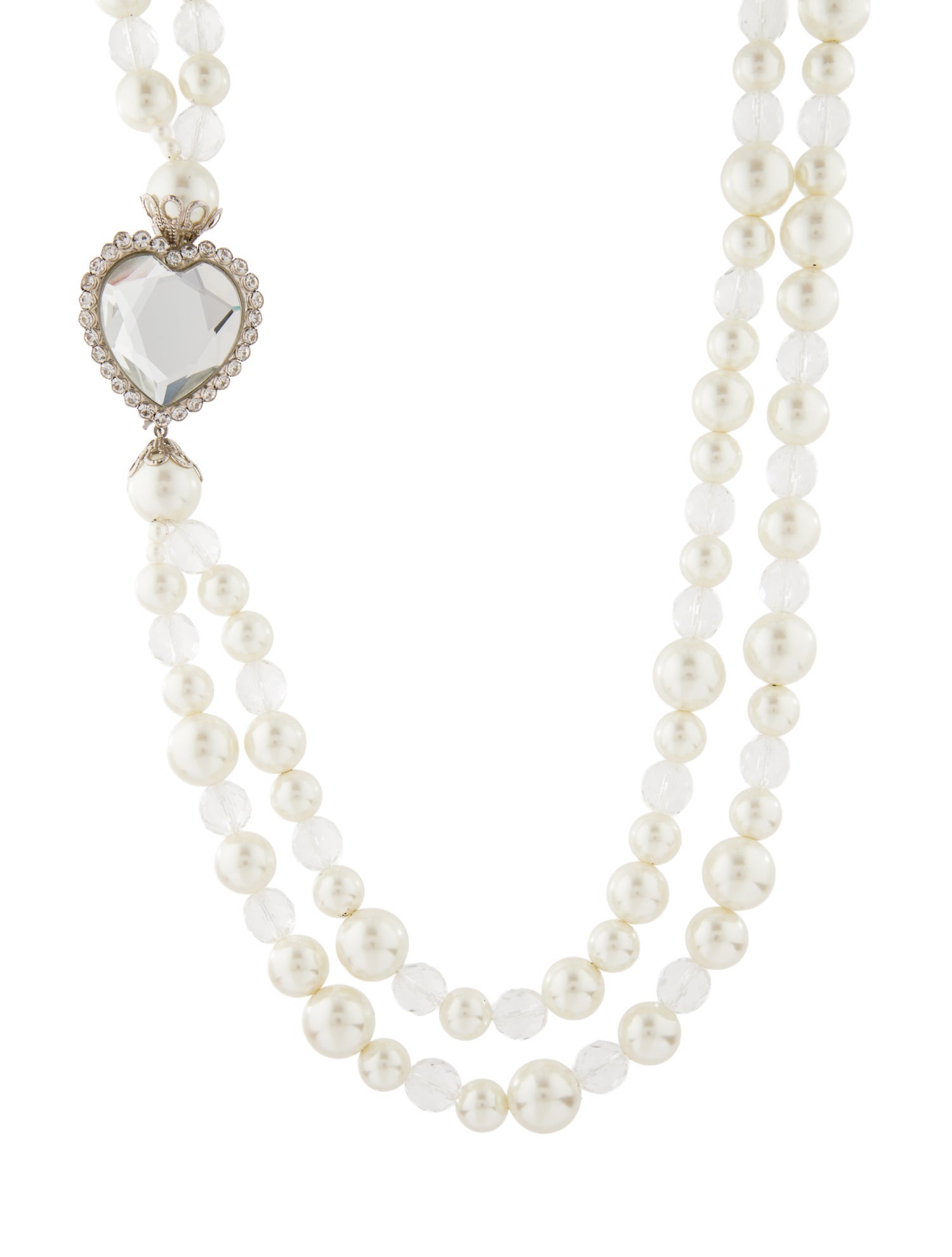 Alessandra Rich Faux Pearl & Glass Bead Double Strand Necklace