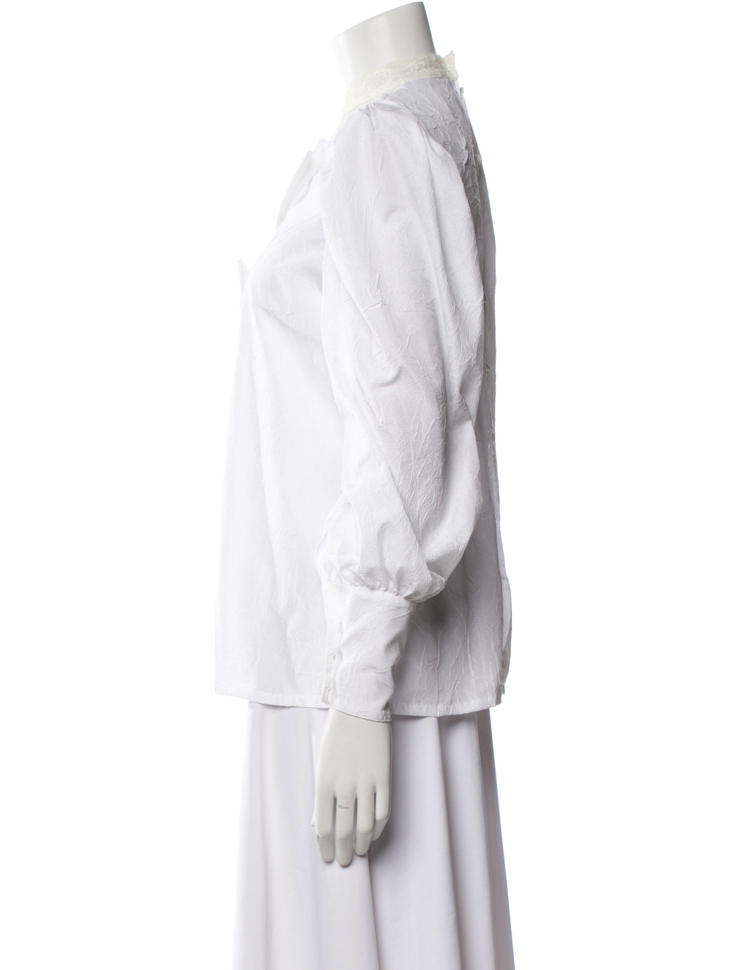 Alessandra Rich Mock Neck Three-Quarter Sleeve Blouse