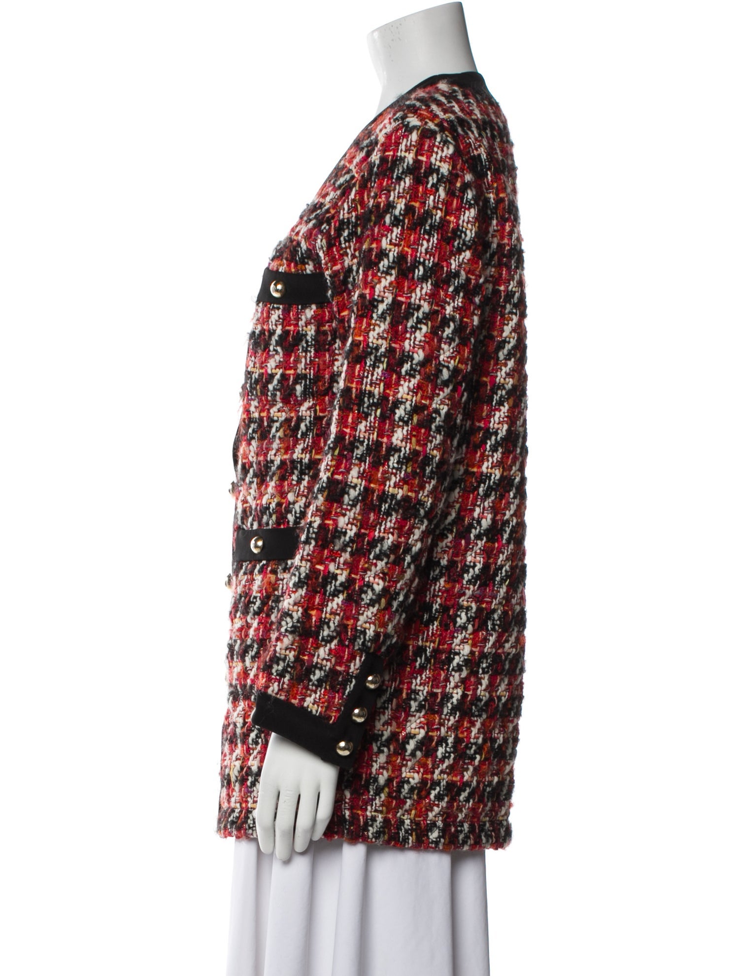Alessandra Rich Wool Houndstooth Print Jacket