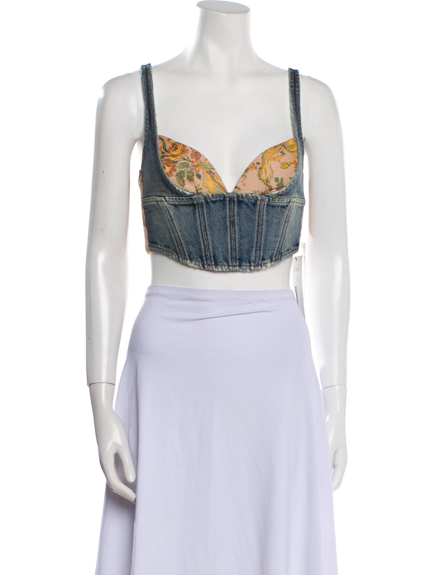 Alessandra Rich Printed Square Neckline Crop Top w/ Tags