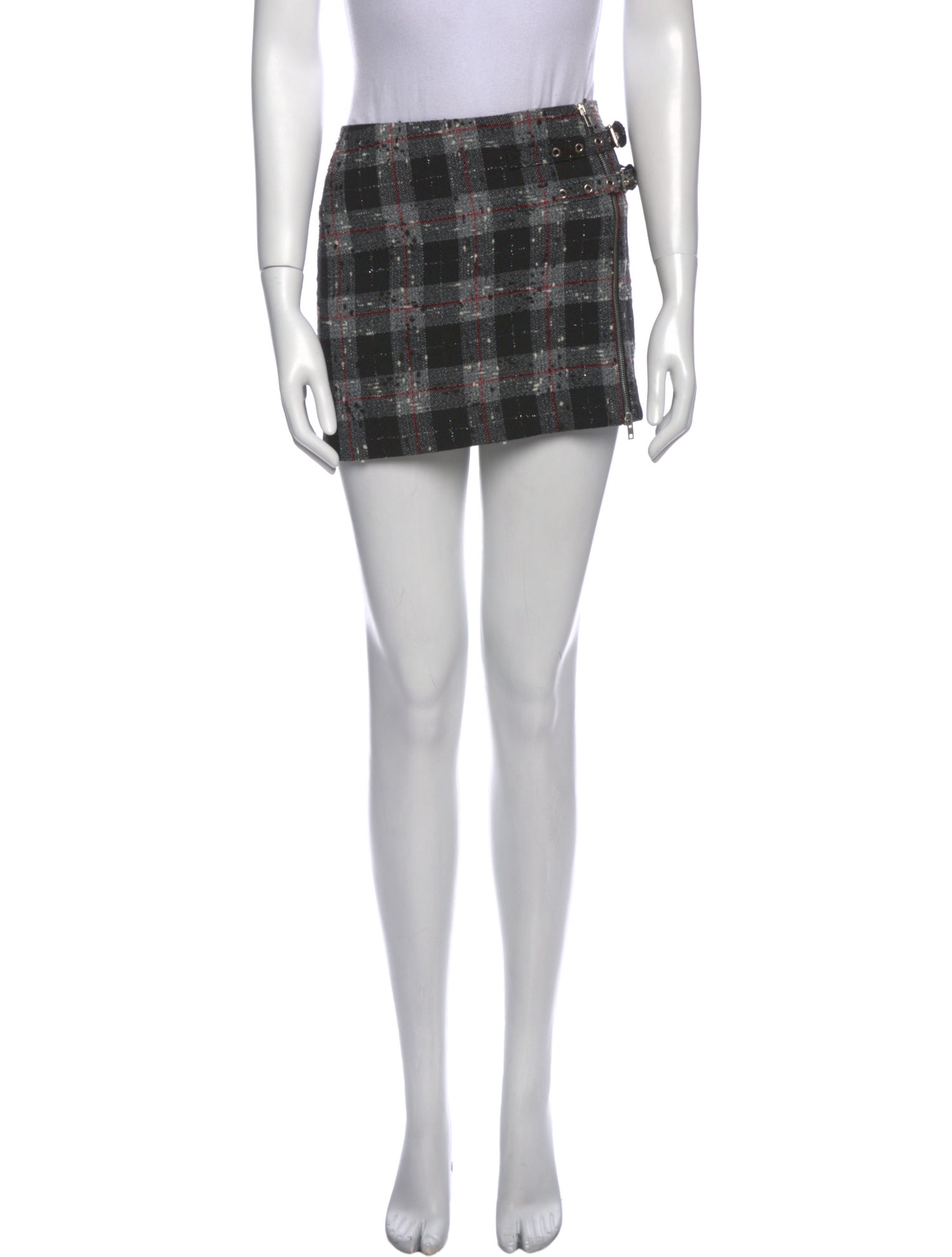 Alessandra Rich Plaid Print Mini Skirt w/ Tags