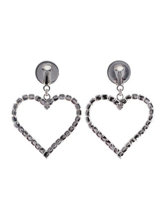 Alessandra Rich Faux Pearl & Crystal Heart Clip-On Earrings