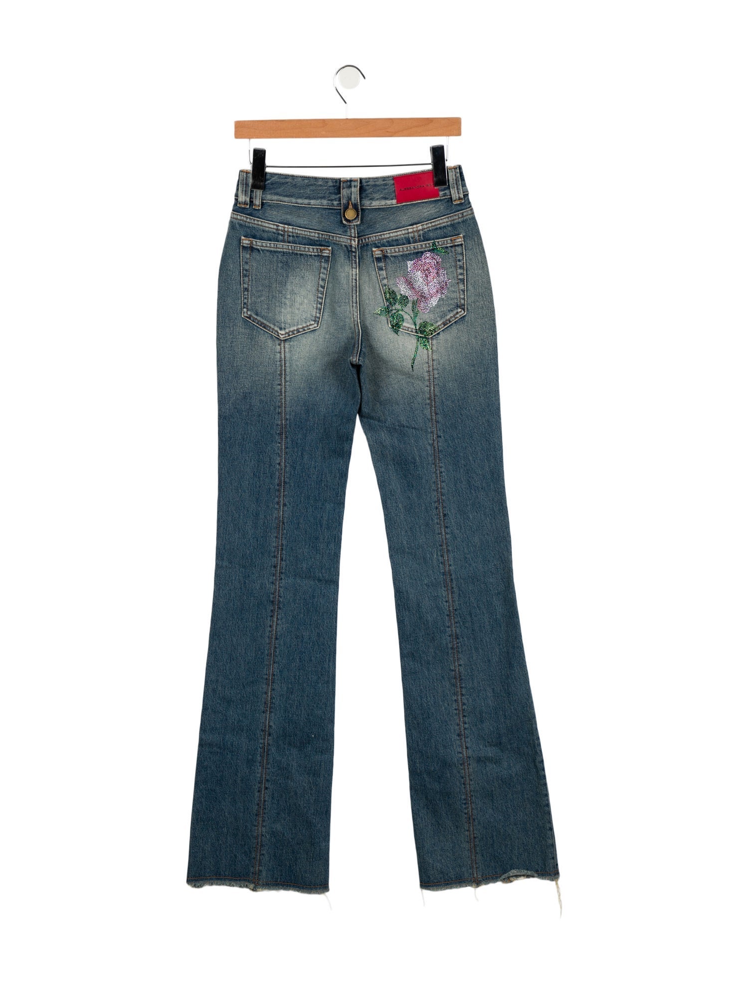 Alessandra Rich Mid-Rise Wide Leg Jeans