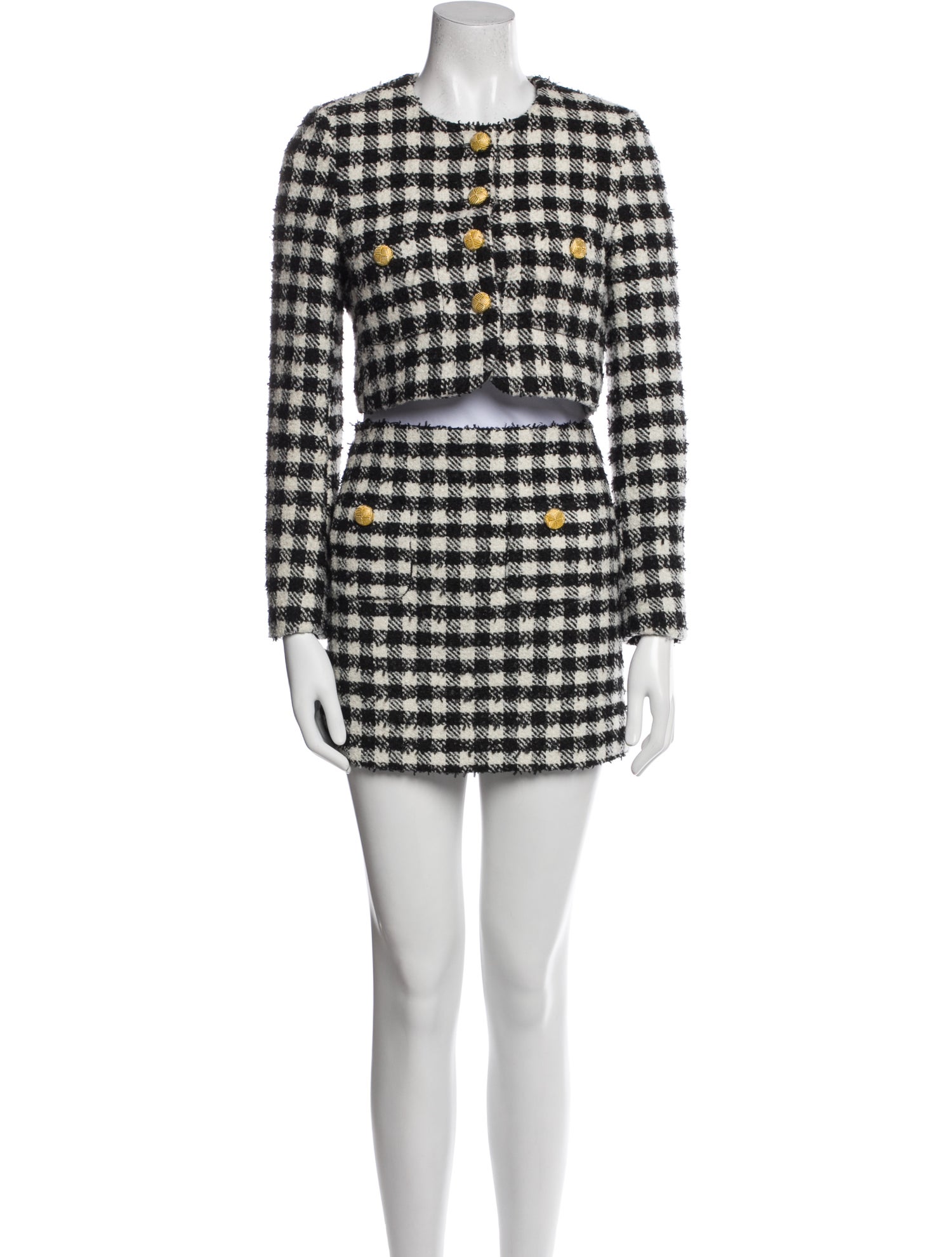 Alessandra Rich Plaid Print Skirt Suit