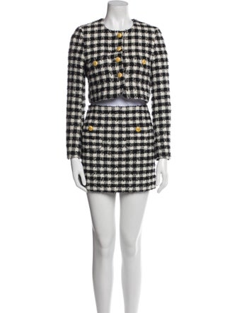 Alessandra Rich Plaid Print Skirt Suit