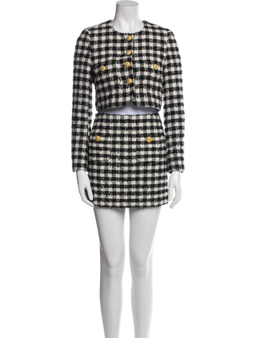 Alessandra Rich Plaid Print Skirt Suit