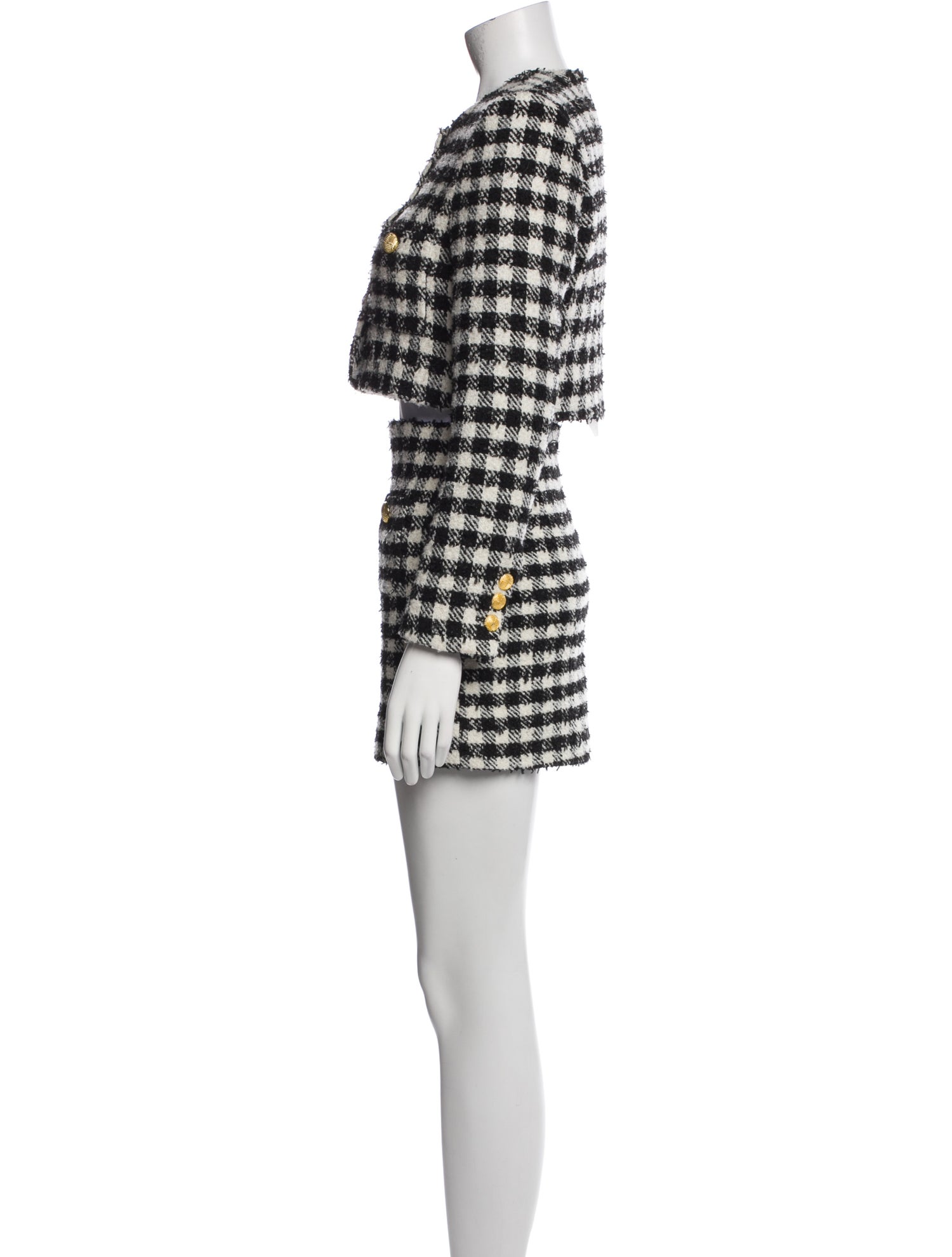 Alessandra Rich Plaid Print Skirt Suit