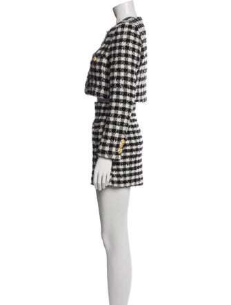 Alessandra Rich Plaid Print Skirt Suit