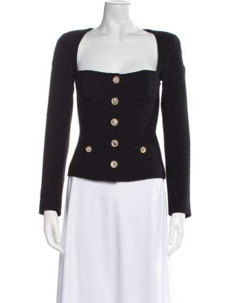 Alessandra Rich Virgin Wool Square Neckline Crop Top