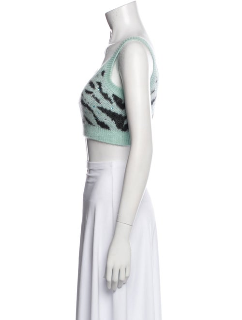 Alessandra Rich Graphic Print Scoop Neck Crop Top