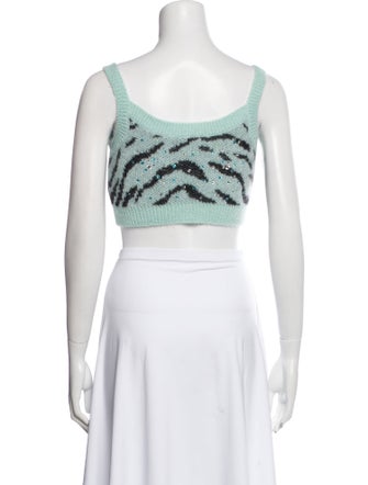 Alessandra Rich Graphic Print Scoop Neck Crop Top