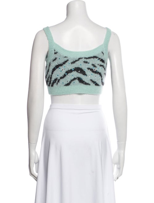 Alessandra Rich Graphic Print Scoop Neck Crop Top